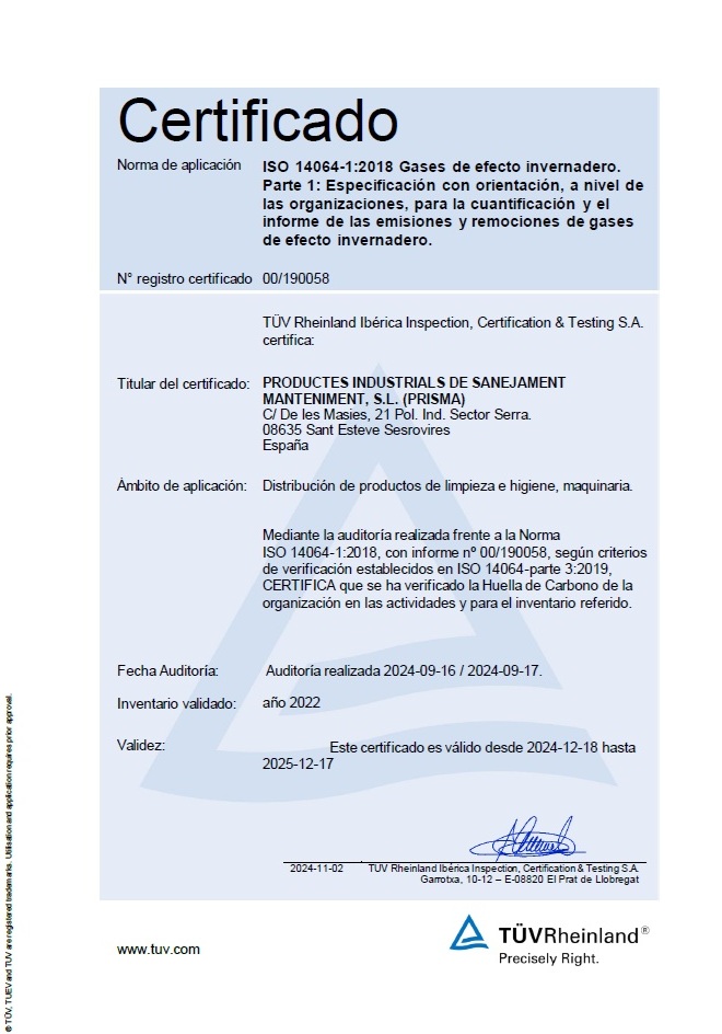 Certificado Iso 14064 Prisma 2024 2025