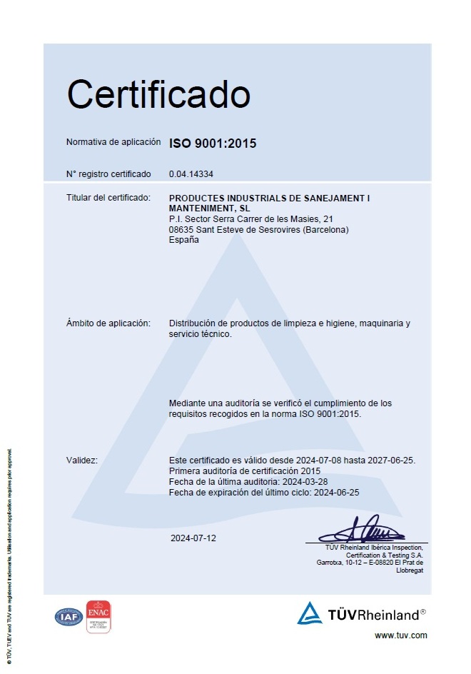 Certificado Iso 9001 2015 Prisma 2024 2027